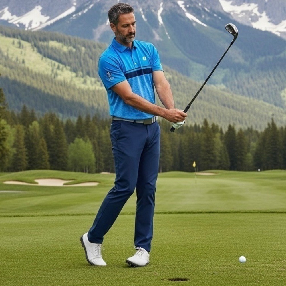 FootJoy Golf Polo Shirt Mens Sz L Blue 2018 Winter Olympics FLCC Stretch Sporty